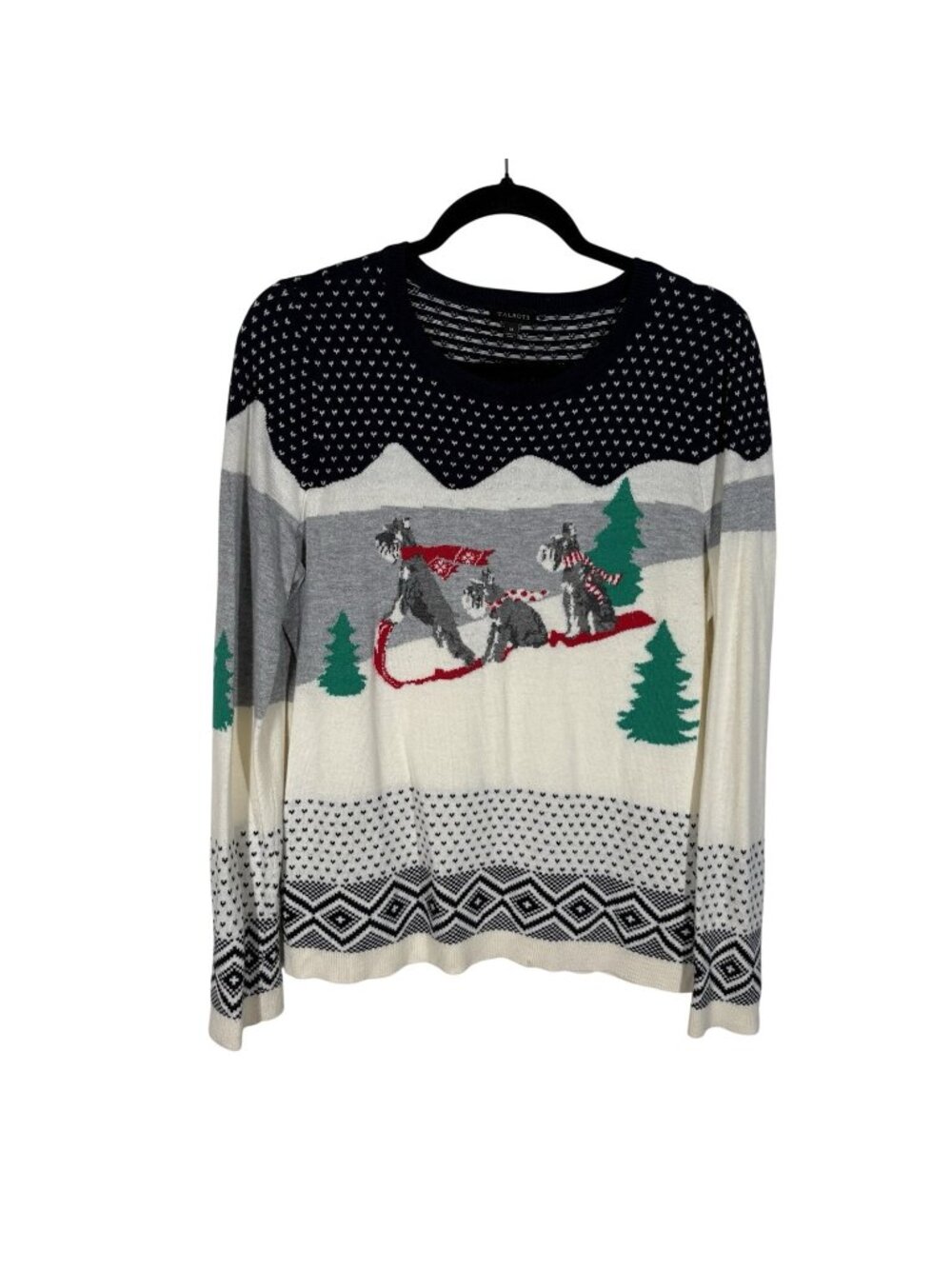 Talbots Women M Crew Neck Pullover Super Soft Sledding Dogs Winter Sweater - Picture 3 of 10
